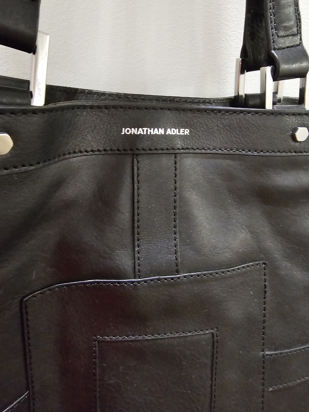 Jonathan Adler Black Full Leather Nixon Tote Bag With OG Dust Bag 9.5/10 - Picture 3 of 16